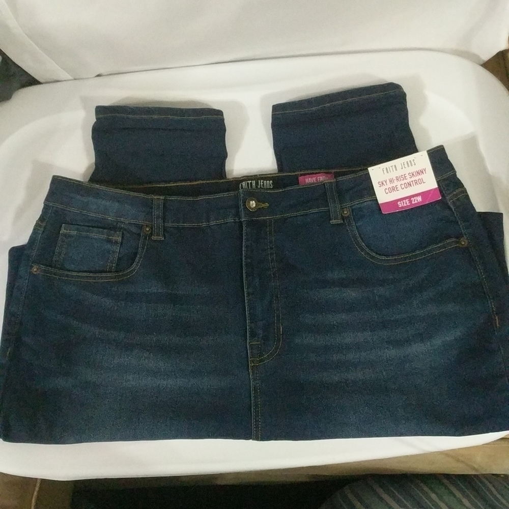 Faith Jeans Dark Wash Sky Hi-Rise Skinny Core Control Jeans - plus size 22W